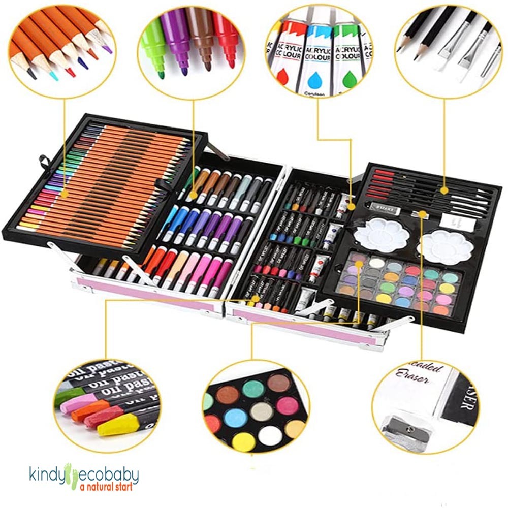 Kindy Ecobaby 145-Piece Art Set with Lucky Dip Gift - Creative Fun