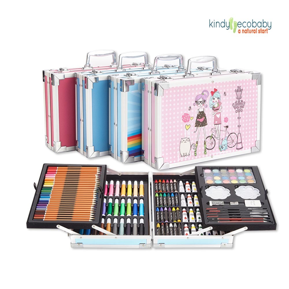 CHILDREN'S ART SET OF 145 PIECES In a pink case with a unicorn