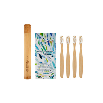Eight Pack Soft Natural Bristle Kids Bamboo Toothbrush